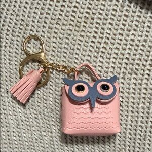 Pink Owl Keychain with Tassel